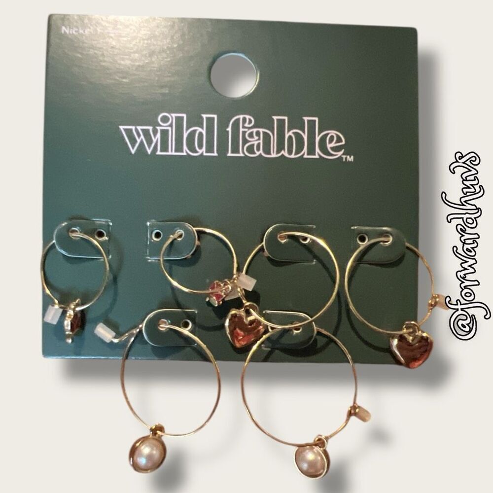 Bundle Sale 3 for $15 | Wild Fable Cherry Hoop Trio – Nickel-Free Earring Set - Picture 3 of 7